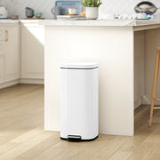 30L Pedal Kitchen Bin With Soft Close Lid And Removable Inner Bucket For Home Use White