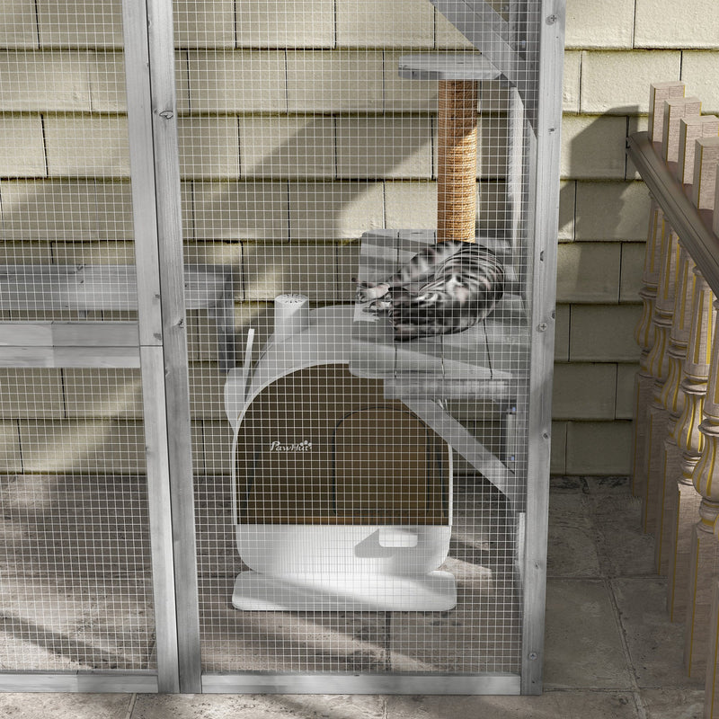 Covered Cat Litter Box with Scoop and Filter for Odour Control and Easy Cleaning, Grey