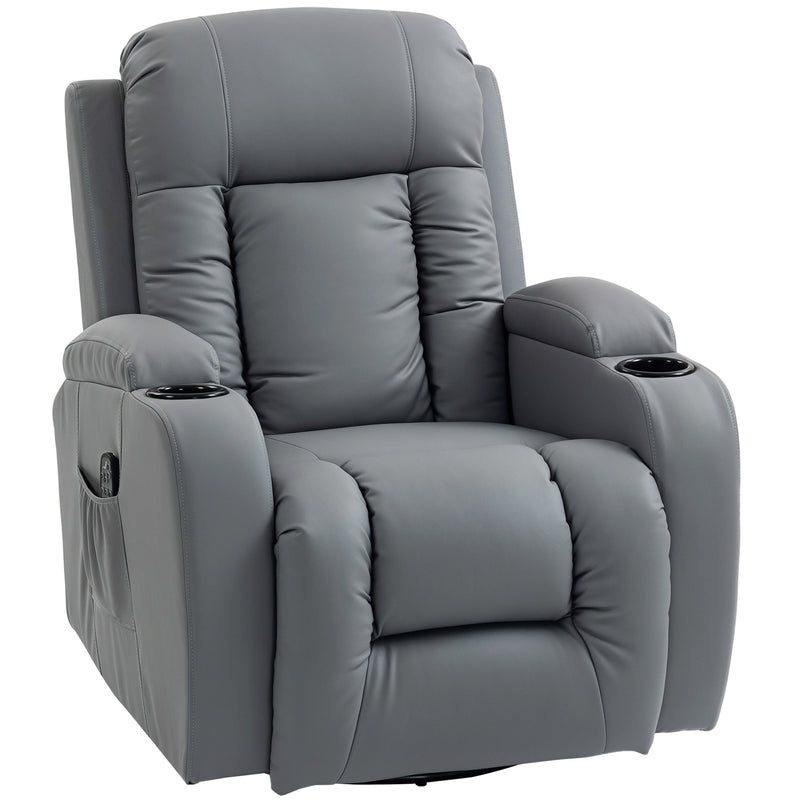 Reclining Massage Armchair with Heat and Remote for Relaxing Evenings at Home Grey