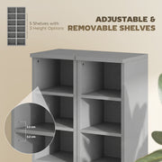 CD Storage Shelves Set of 2 with Adjustable Compartments for Organising Media Light Grey AOSOM