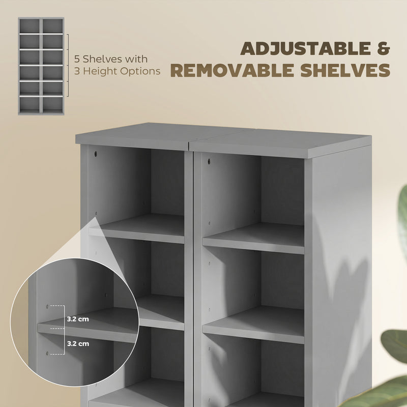 CD Storage Shelves Set of 2 with Adjustable Compartments for Organising Media Light Grey AOSOM