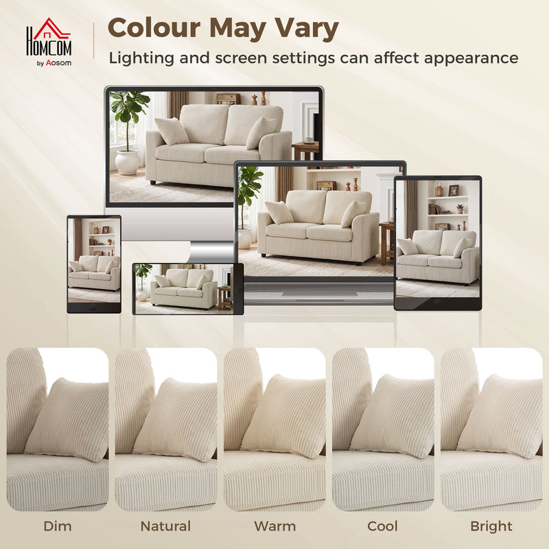 2 Seater Sofa for Small Living Rooms with Firm Support and Soft Corduroy Upholstery