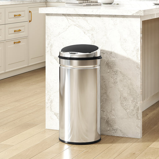 Automatic 42L Automatic Kitchen Sensor Bin with Soft Close Lid Ideal for Home Use, Stainless Steel