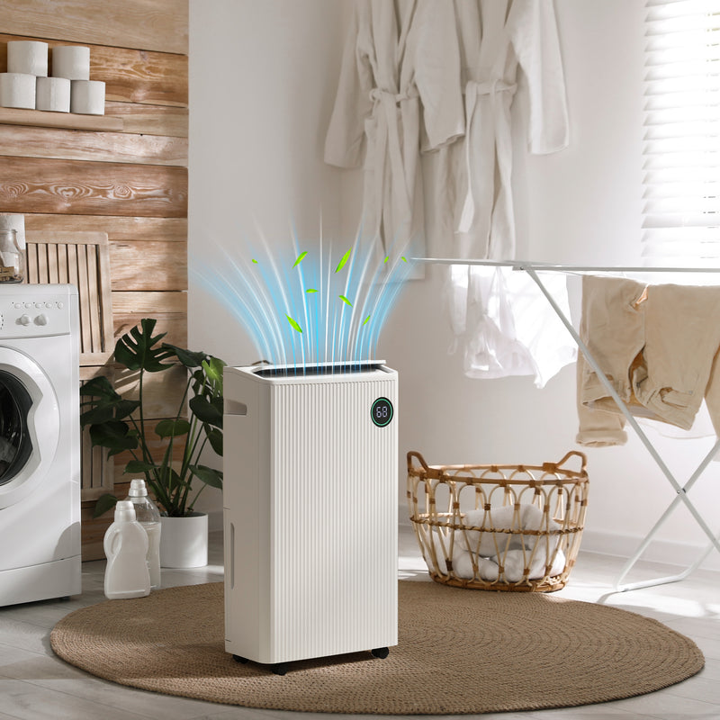 Portable Dehumidifier with Air Purifier and 5 Modes for Home and Laundry Use, White