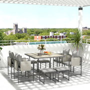 Nine Piece Garden Dining Set with Steel Frame in Grey by Outsunny