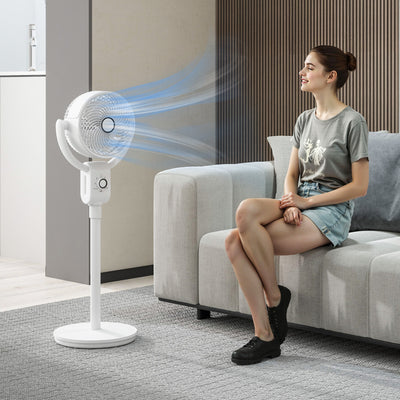 White Pedestal Air Circulation Fan with Oscillating Function by HOMCOM