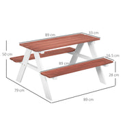 Outsunny Kids Picnic Table, Wooden Table and Bench Set, Kids Garden Furniture for Patio Aged 3-8 Years Old, Brown AOSOM