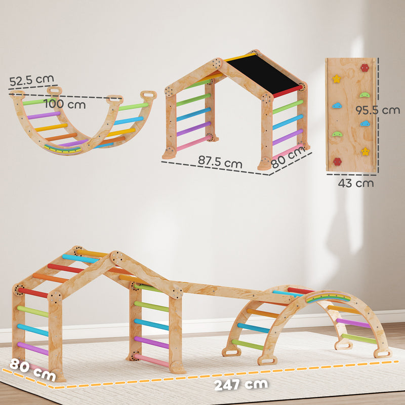9 in 1 Toddler Climbing Frame With Slide Ramp Ladder and Blackboard For Indoor Play Grey AOSOM