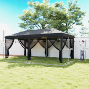Black 3x6m Pop Up Garden Gazebo With Mesh Sidewalls and Carry Bag for Garden Parties by Outsunny