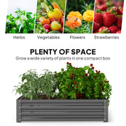 Light Grey 432L Raised Steel Garden Bed Box For Growing Vegetables Flowers Herbs