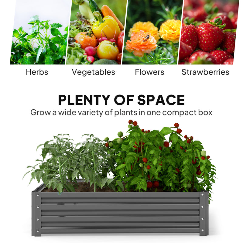 Light Grey 432L Raised Steel Garden Bed Box For Growing Vegetables Flowers Herbs