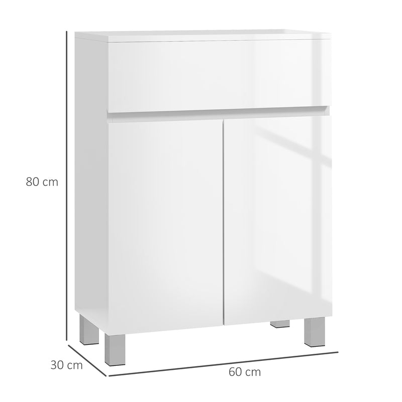 Freestanding Bathroom Storage Cabinet with Adjustable Shelf for Organised Spaces White