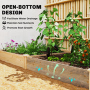 Raised Wooden Garden Planter Box With Divider For Vegetables Herbs And Flowers Natural AOSOM