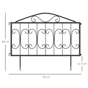 8 Piece Rustproof Metal Garden Fence Panels for Flower Beds and Pet Barrier, Black