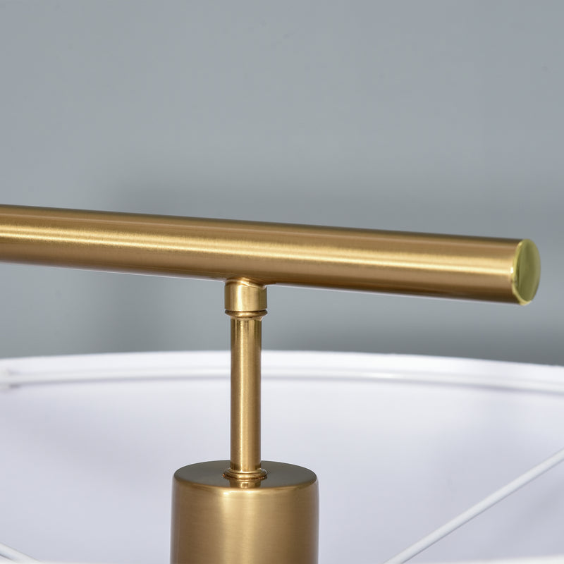Modern Gold Floor Lamp With White Linen Shade For Living Room Bedroom Or Dining Room