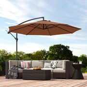 Cantilever Garden Parasol with Adjustable Shade and Crank Handle for Patio or Outdoor Use Coffee AOSOM