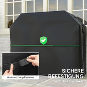 Black Waterproof BBQ Cover 600D Oxford Fabric Rip-Proof with Windproof Straps 147cm by Outsunny