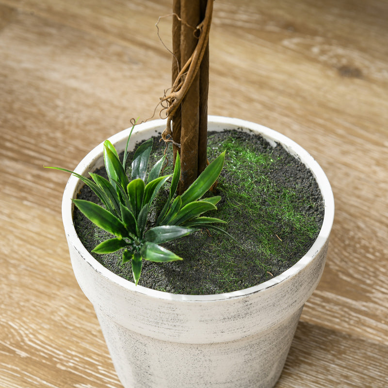 Set of 2 Artificial Topiary Ball Trees with Flowers for Home or Garden Display White