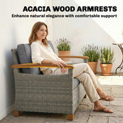 2 Seater Garden Rattan Sofa with Thick Cushions and Supportive Armrests for Outdoor Relaxing Dark Grey Outsunny
