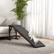 Non Slip Pet Ramp for Dogs and Cats With Carpeted Surface for Easy Climbing Brown and Grey AOSOM