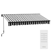 Grey and White Electric Patio Awning with Remote Control and Aluminium Frame 2.5 x 3.5m