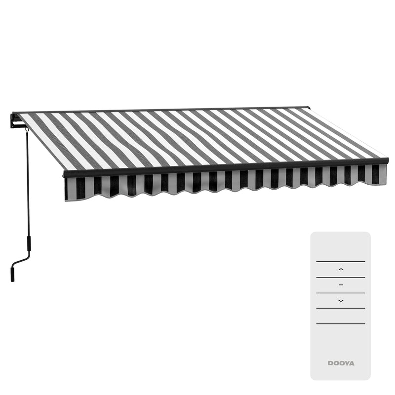 Grey and White Electric Patio Awning with Remote Control and Aluminium Frame 2.5 x 3.5m