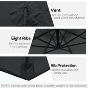 Black 2.45m Cantilever Garden Parasol With Cross Base Waterproof And UV Protection