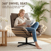 Cat Scratch Resistant Swivel Armchair with Thick Cushion for Relaxing at Home Dark Brown AOSOM