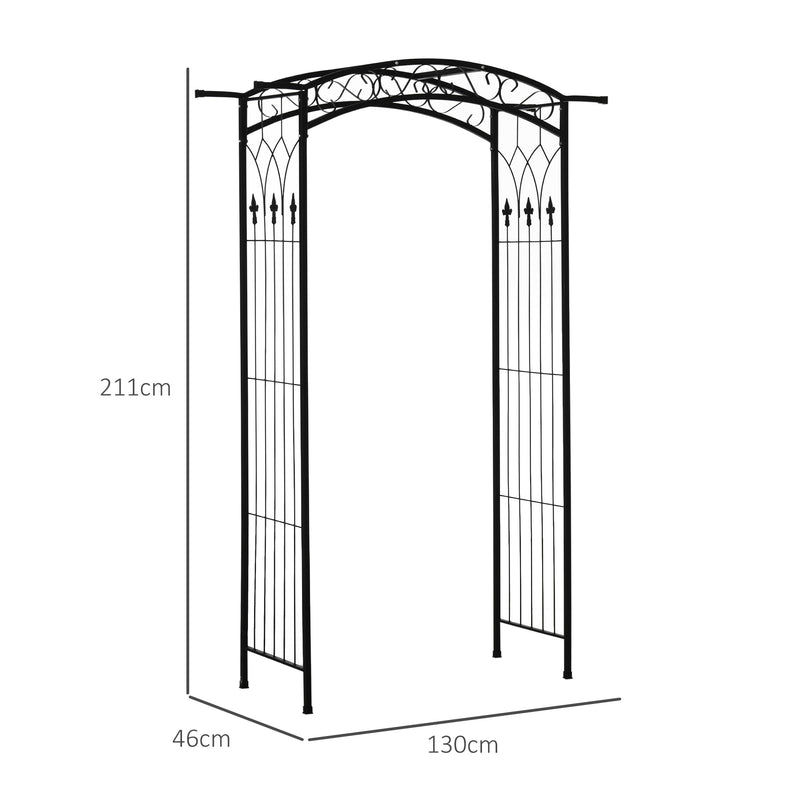 Metal Garden Arch for Climbing Plants and Flowers Outdoor Entryway Structure Black Outsunny