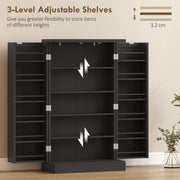 Freestanding Kitchen Pantry Cupboard With Adjustable Shelves For Extra Storage Black AOSOM