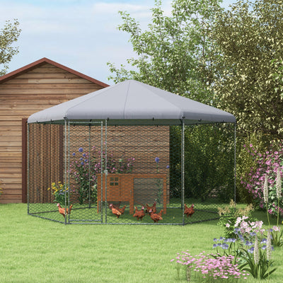 Large Outdoor Chicken Coop for 10 to 15 Hens and Ducks with Walk In Run for Garden Green