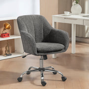 Grey Velvet Feel Swivel Office Chair With Padded Seat And Adjustable Height