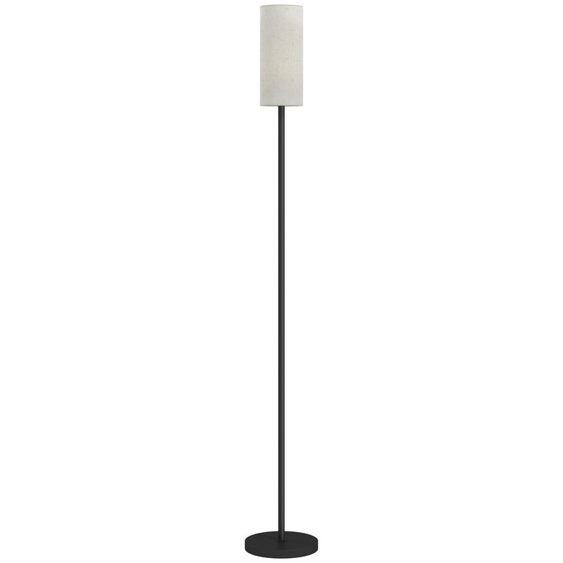 Modern White Floor Lamp with Linen Shade and Foot Switch for Living Room or Bedroom