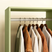 Green Small Open Wardrobe on Wheels with Clothes Rail and Shelves by HOMCOM