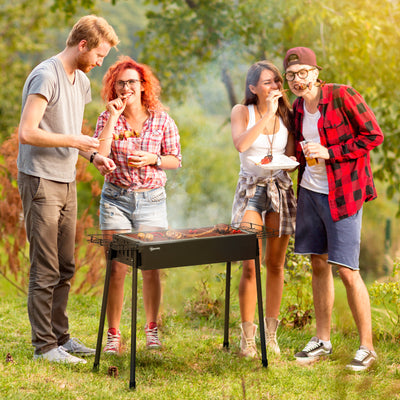 Outsunny Portable Charcoal BBQ Grill with Seasoning Baskets for Camping Picnic Hiking AOSOM