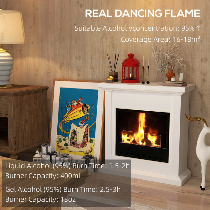 White Bioethanol Fireplace Heater With Mantelpiece by HOMCOM