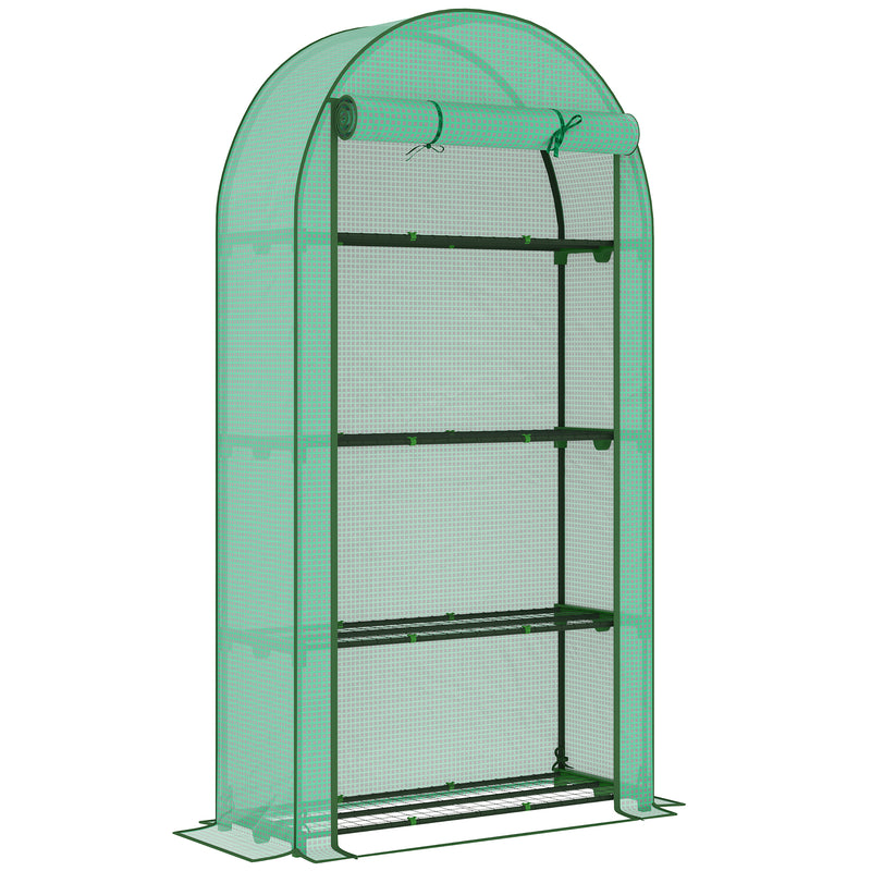 4 Tier Mini Greenhouse with PE Cover and Roll-Up Door Portable 105 x 45 x 160cm Green by Outsunny