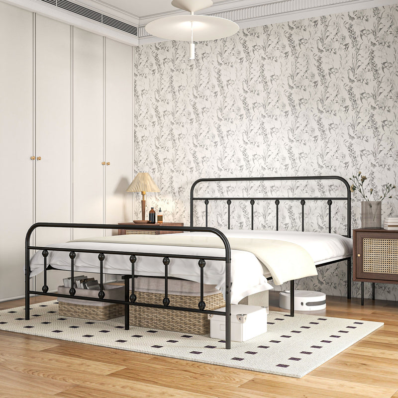 Double Metal Bed Frame with Strong Support for Modern Bedrooms Black