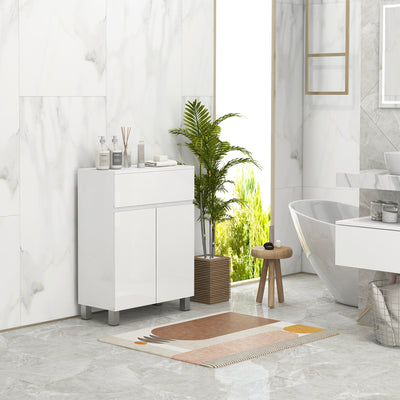 Freestanding Bathroom Storage Cabinet with Adjustable Shelf for Organised Spaces White