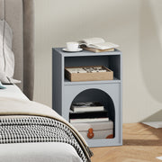 Bedside Table with Two Open Shelves for Storage and Display Ideal for Bedroom, Grey