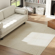 Jacquard Rug with Soft Thick Pile and Non Slip Backing for Living Room or Bedroom Cream AOSOM