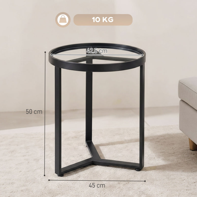 Side Table for Small Spaces with Easy Clean Glass Top