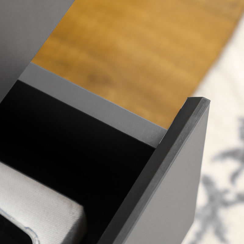 Modern Sideboard with Adjustable Shelves and Storage Drawers for Dining Room Dark Grey