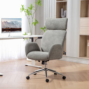 Ergonomic Office Chair with Adjustable Headrest and Boucle Fabric for Home Working Charcoal Grey AOSOM
