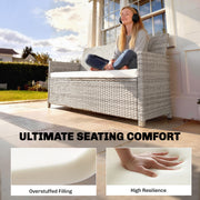Outdoor Seat Cushion Set for Rattan or Garden Furniture with Removable Covers Cream White Outsunny