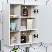 Wall Mounted Bathroom Mirror Cabinet With Adjustable Shelf For Extra Storage, White