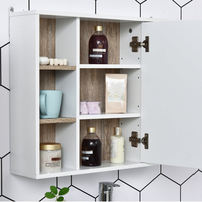 Wall Mounted Bathroom Mirror Cabinet With Adjustable Shelf For Extra Storage, White