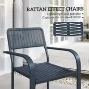 Set of 4 Stackable Rattan Effect Garden Chairs with Armrests Weather Resistant by Outsunny
