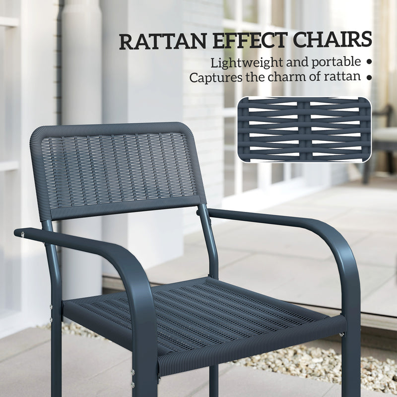 Set of 4 Stackable Rattan Effect Garden Chairs with Armrests Weather Resistant by Outsunny