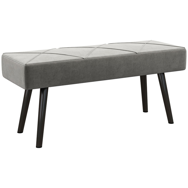 Upholstered End of Bed Bench with Steel Frame Ideal for Bedroom or Hallway, Grey